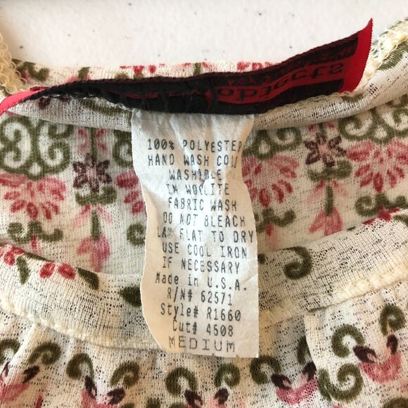 Necessary Objects Womens Top Vintage Y2K Bell Sleeve Sheer Ivory Floral M - Picture 5 of 5